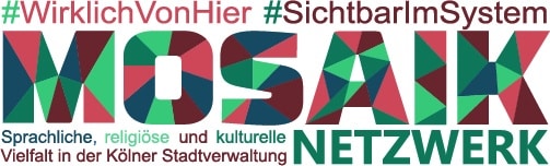 Das Bild zeigt das Logo des Mosaik Netzwerks der Kölner Stadtverwaltung.